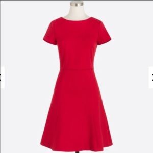 J Crew Red Flounce Ponte Dress